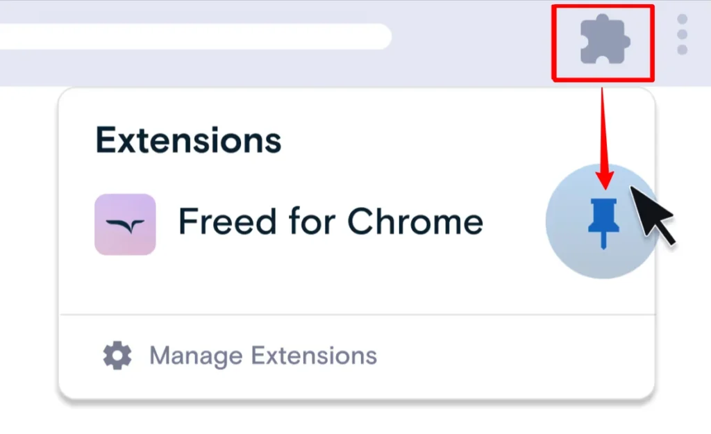 Pinning Freed AI Extension for Quick Access