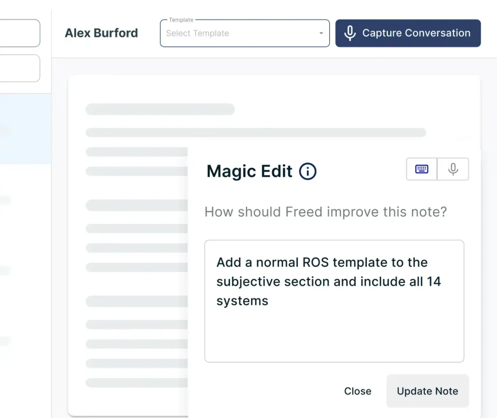Entering changes in Freed AI Magic Edit Box